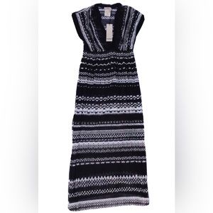 FUZZI Jean Paul Gaultier Women Black White high slit  Mesh Dress Size Medium NWT